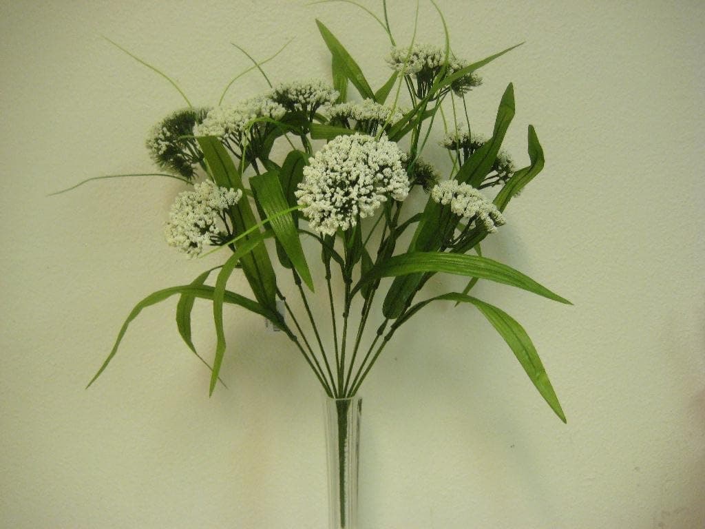 Phoenix Silk Cream Queen Anne's Lace Bush 10 Artificial Flowers 18" Bouquet 980CR