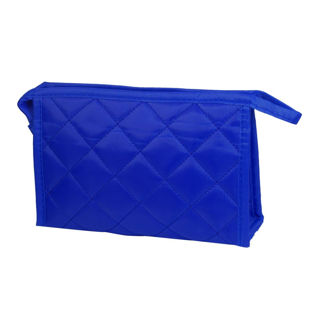 uxcell Ladies Women Blue Rectangle Cosmetic Zippered Purse Makeup Bag Holder w Mirror