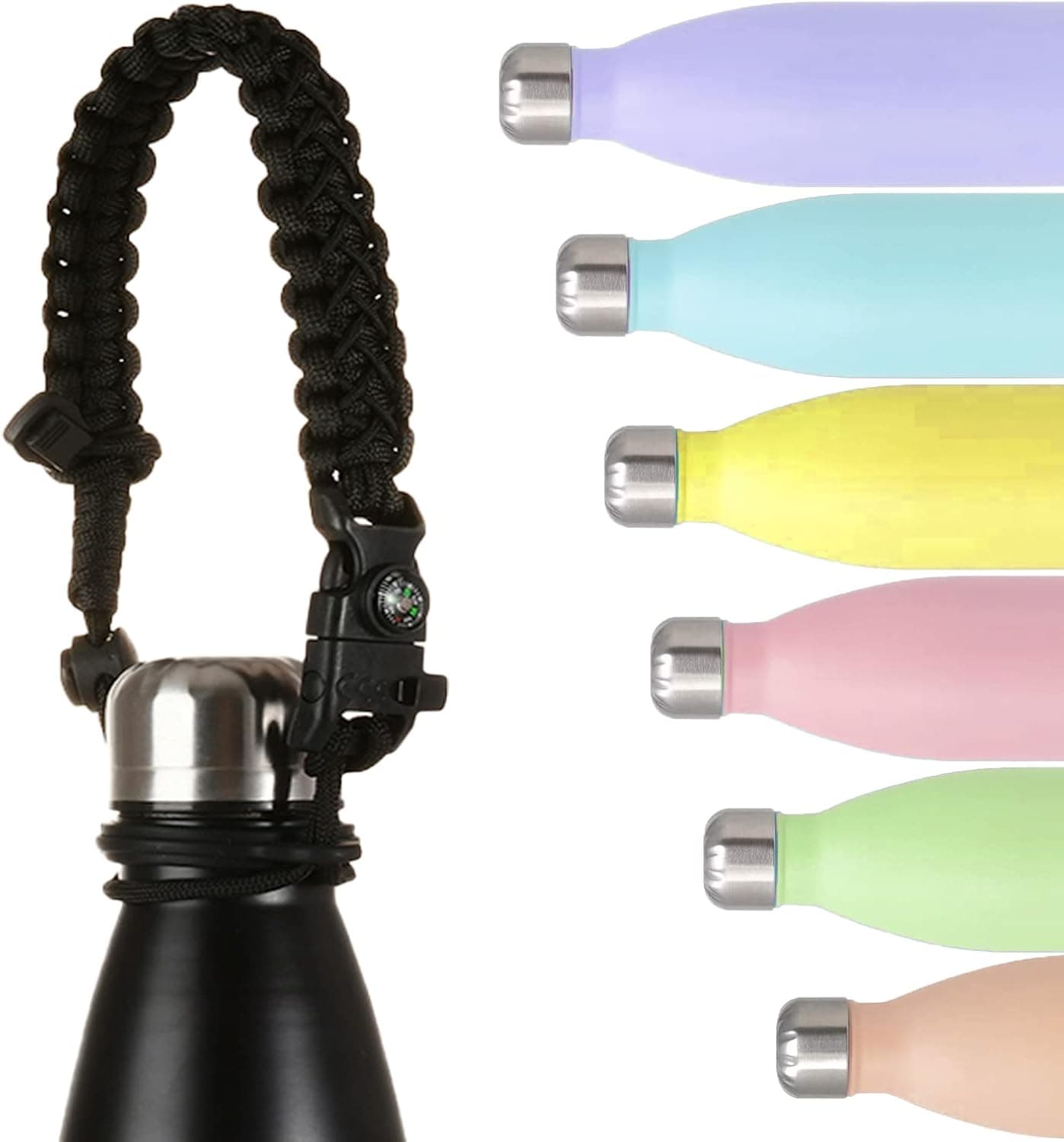 Greant Paracord Handle Compatible with Swell, MIRA, Simple Modern & Most Cola Shaped Water Bottle Carrier, Water Bottle Strap for Swell - Fits 12oz, 17oz and 25 oz Mira Bottles