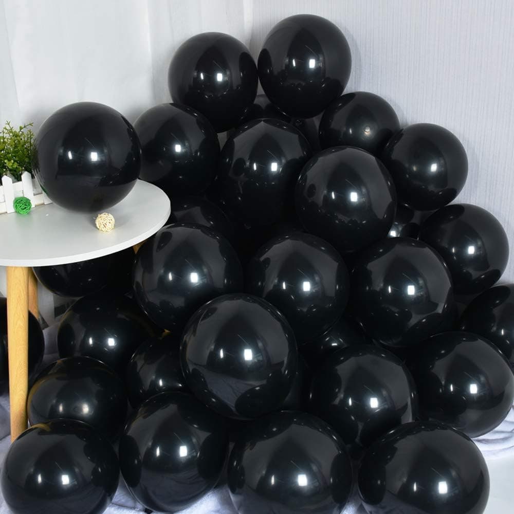 BEISHIDA 100 Pack 10 Inch Black Party Balloons, Latex Matte Round Balloons for Birthday Party, Baby Shower, Girls Kids Party, Wedding Graduation Anniversary