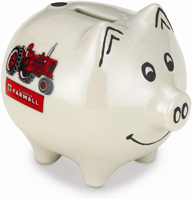 Farmall Saving Piggy Bank White with Tractor