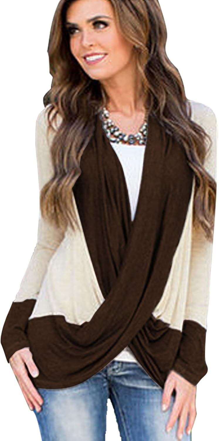 MIHOLL Women's Lightweight Criss Cross Cardigans Top Blouse