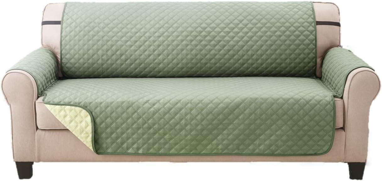 Sara Ashley Elegante Luxurious Reversible Sofa Furniture Protector, Olive/Sage