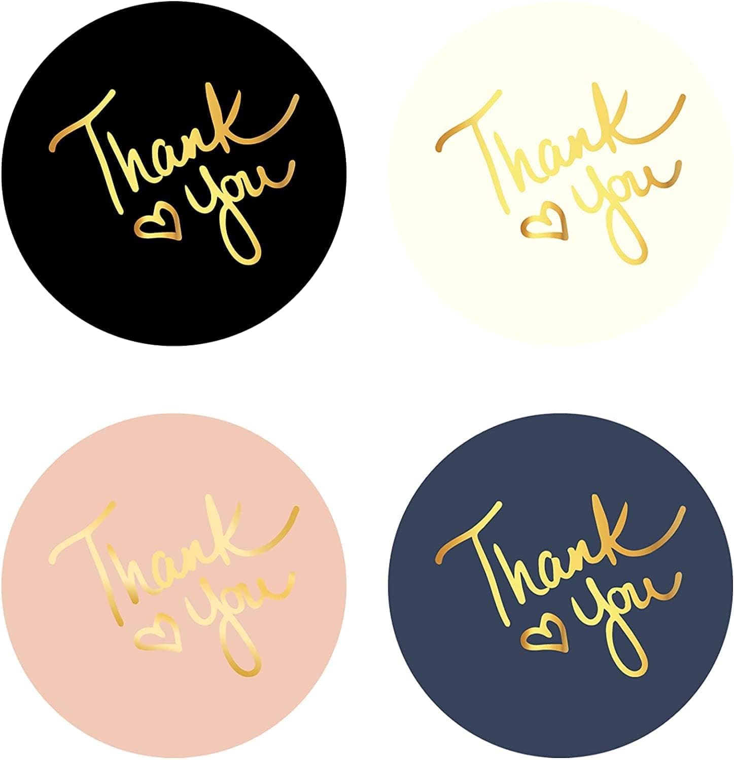 2 in Thank You Stickers, 500pcs Gold Round Thank You Labels with 4 Designs for Small Business Boutiques Retailers