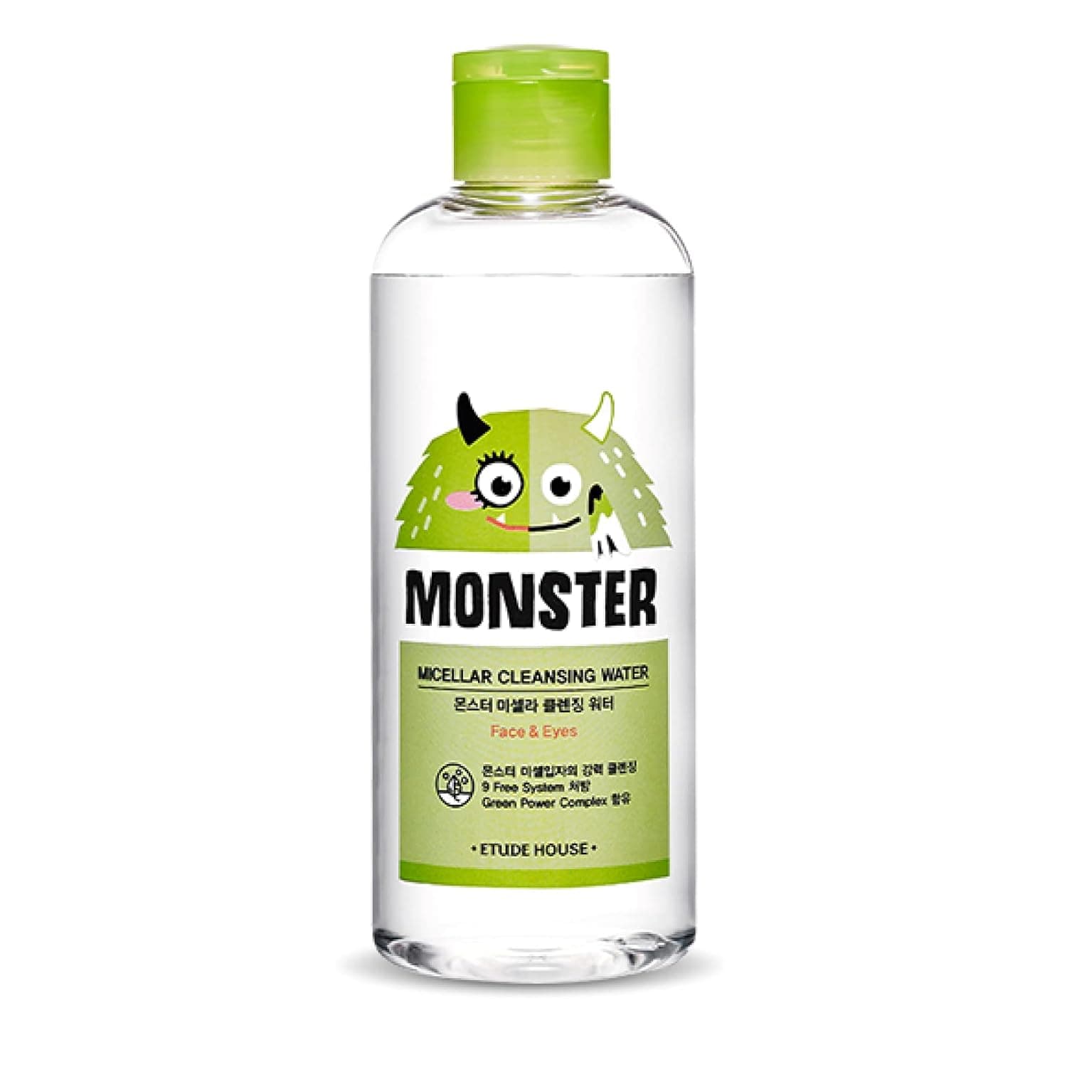 Etude House Monster Micellar Cleansing Water 300ml | No-Wash Water Cleanser Removes Eye, Lip and Face Makeup | Low pH Level Formula | Korean Beauty