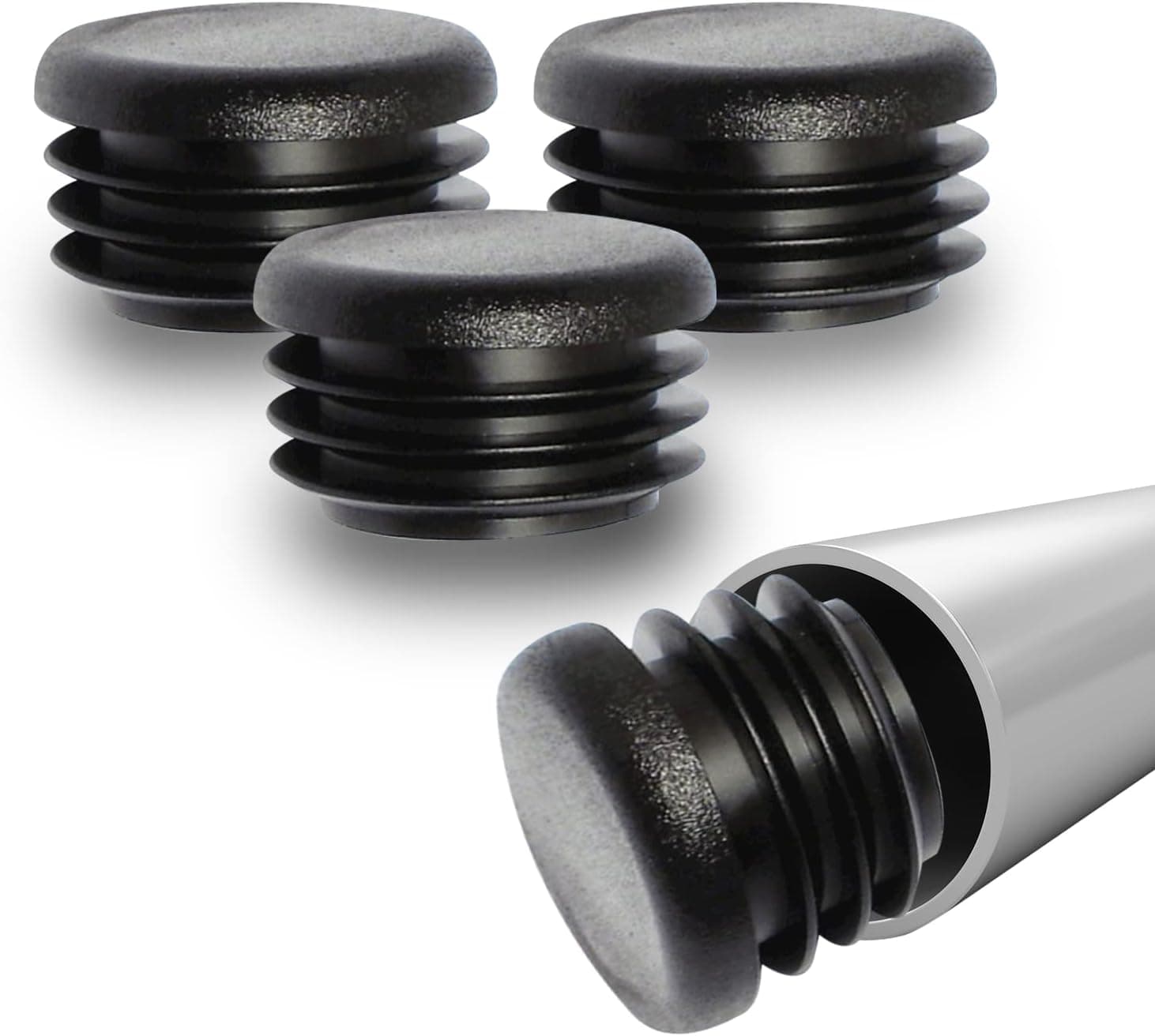 Prescott Plastics 1 1/2 Inch Round Plastic Plug (16 Pack), Pipe Tubing End Cap, Durable Chair Glide