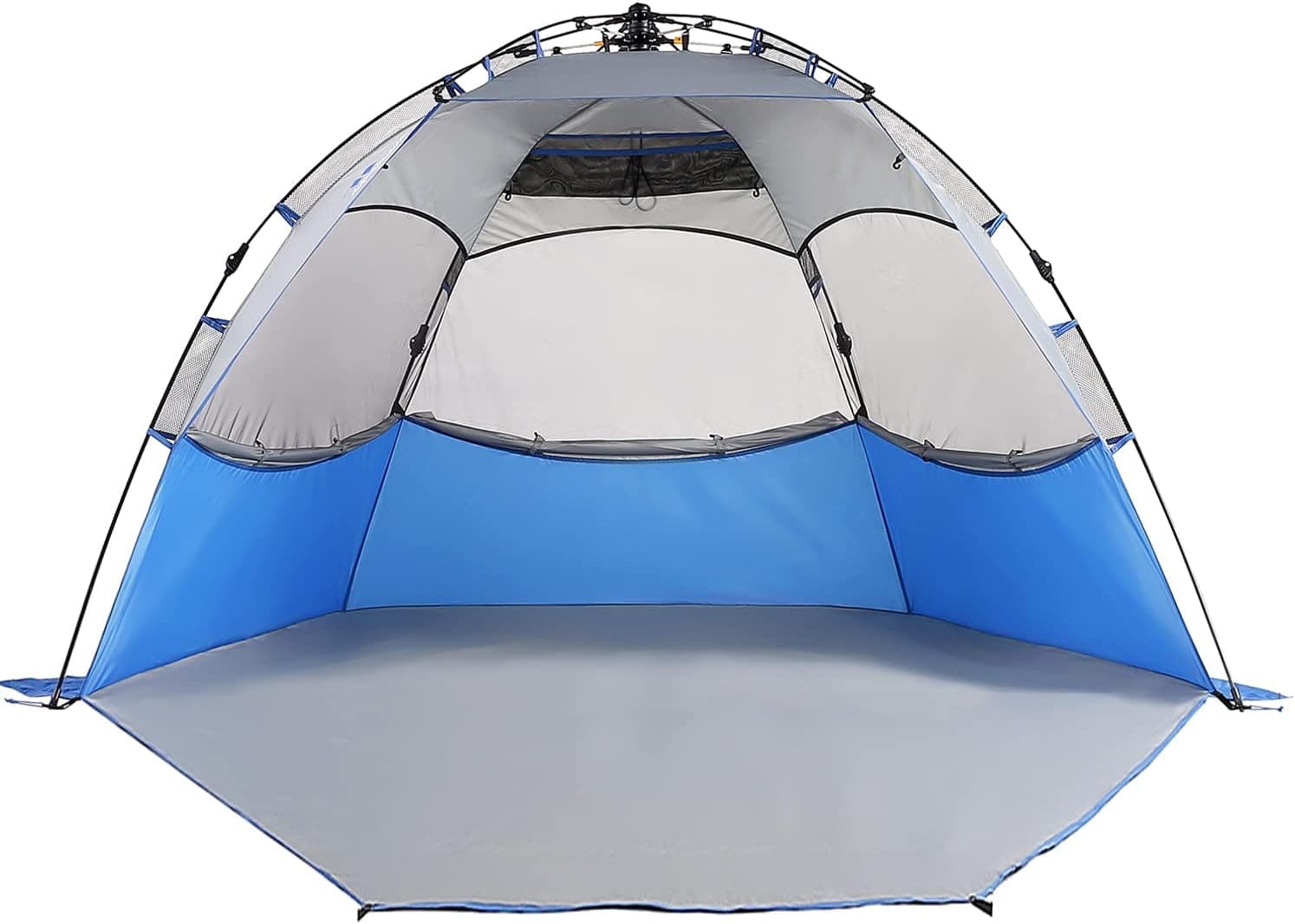Beach Tent Sun Shelter Pop Up, Large 3-4 Person Portable Shade Tents with UPF 50+ Protection, Easy Setup Beach Canopy Umbrellas Windproof for Sand, Surf, Camping, Outdoor - with Extended Porch
