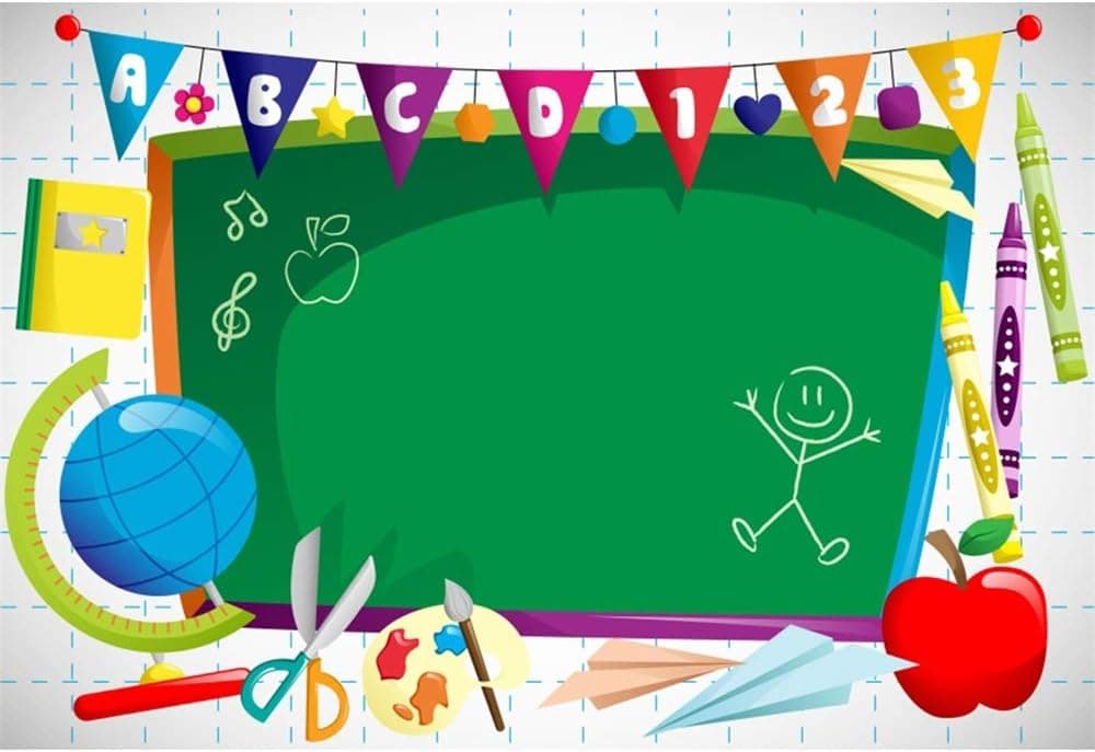Leyiyi 6x4ft Vinyl Photography Background Welcome to Kindergarten Backdrop ABC Letters Blackboard Watercolor Pen Paper Airplane Globe Back to School Themed Party Backdrops Banner