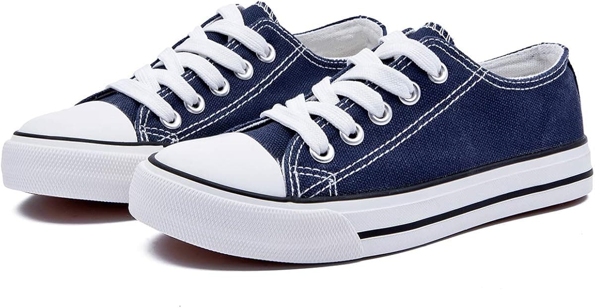 ZGR Boys Girls Low-Top Canvas Shoes Breathable Classic Casual Canvas Shoes(2.5 Little Kid,Blue)