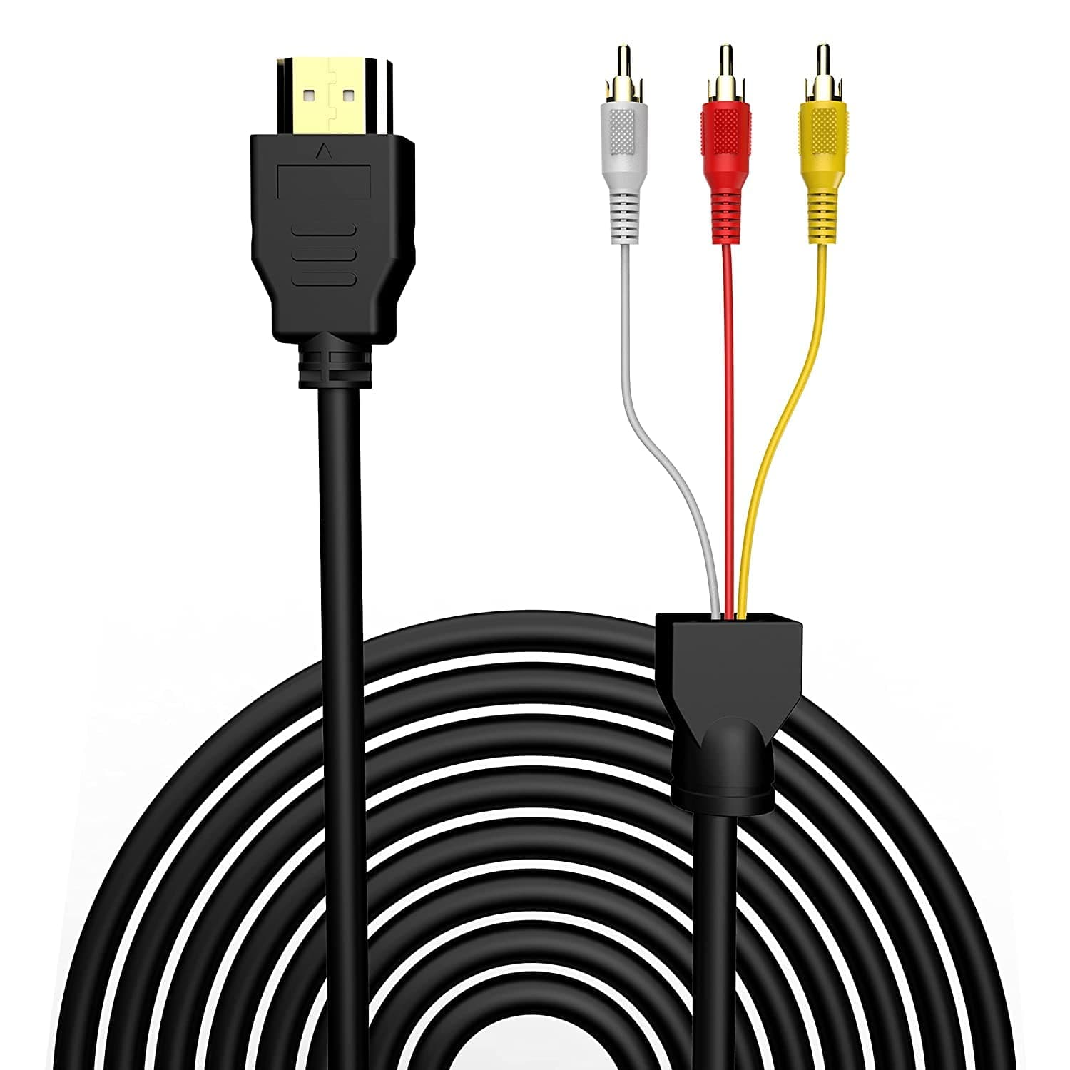 HDMI to RCA Cable, BERLAT 1080P 5ft/1.5m HDMI Male to 3-RCA Video Audio AV Cable Connector Adapter Transmitter for TV HDTV DVD
