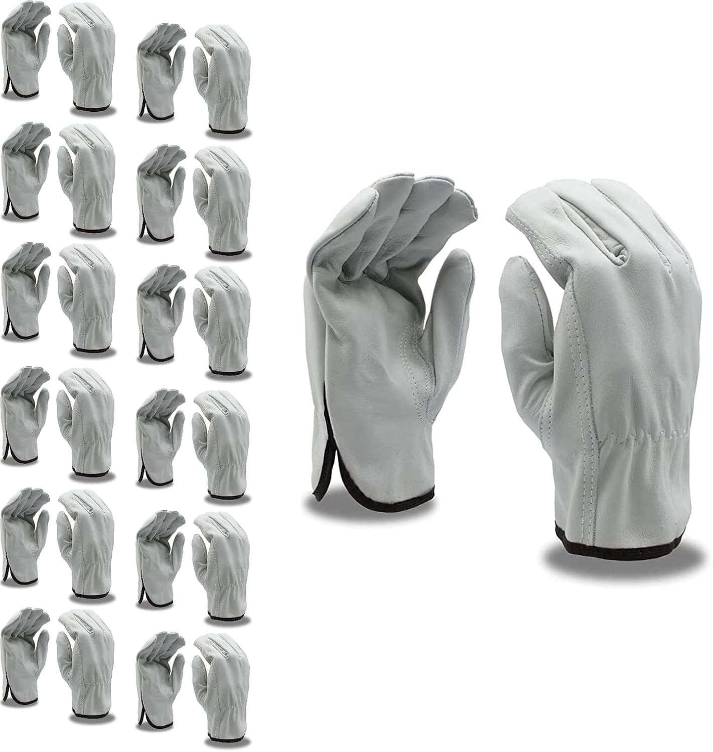 Cordova Standard Grain Cowhide Driver Gloves, Unlined, Shirred Elastic Back, Keystone Thumb, 12-Pack
