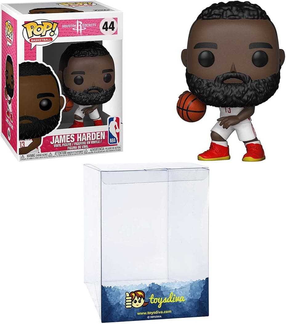 Funko James Harden [Rockets]: NBA x POP! Sports Vinyl Figure & 1 POP! Compatible PET Plastic Graphical Protector Bundle [#044 / 34448 - B]