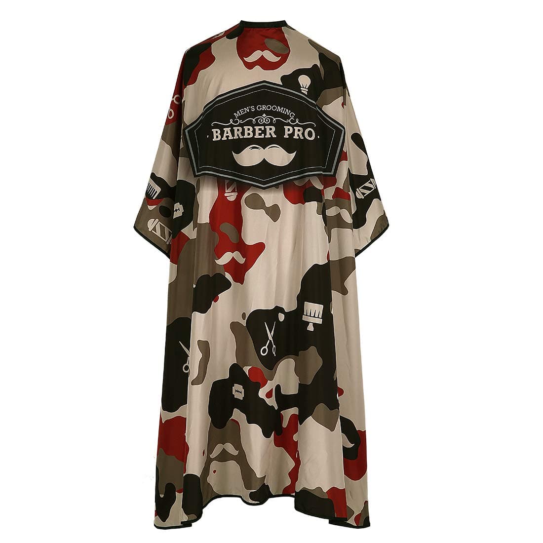 MEN'S GROOMING BARBER PRO Barber Cape, Hair Cutting Cape with Snap Closure, Professional Salon Cape, Hairdressing Polyester Waterproof Cape Adjustable for Hairstylists, 57'' x 64'' (Red Camouflage)