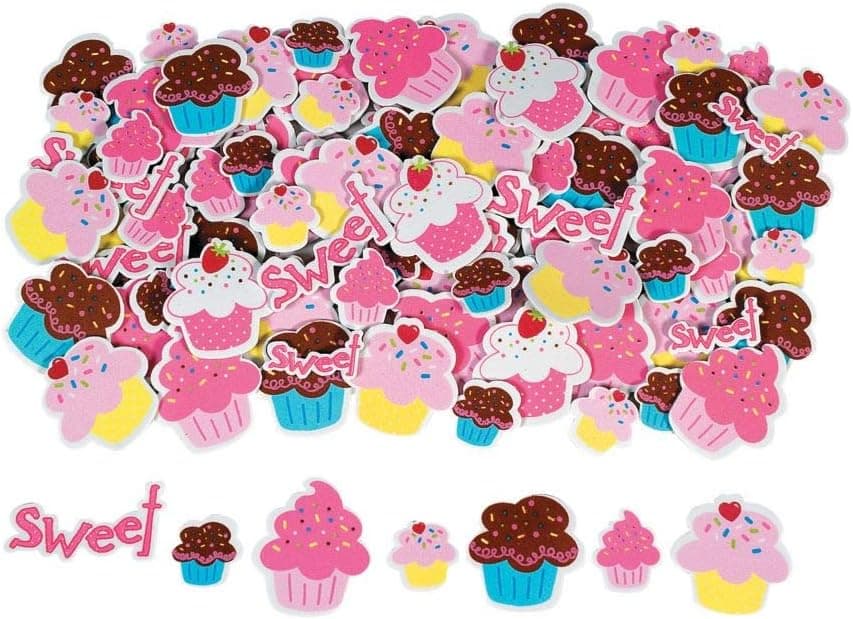 Cupcake Self-Adhesive Foam Shape Stickers - 500 pcs