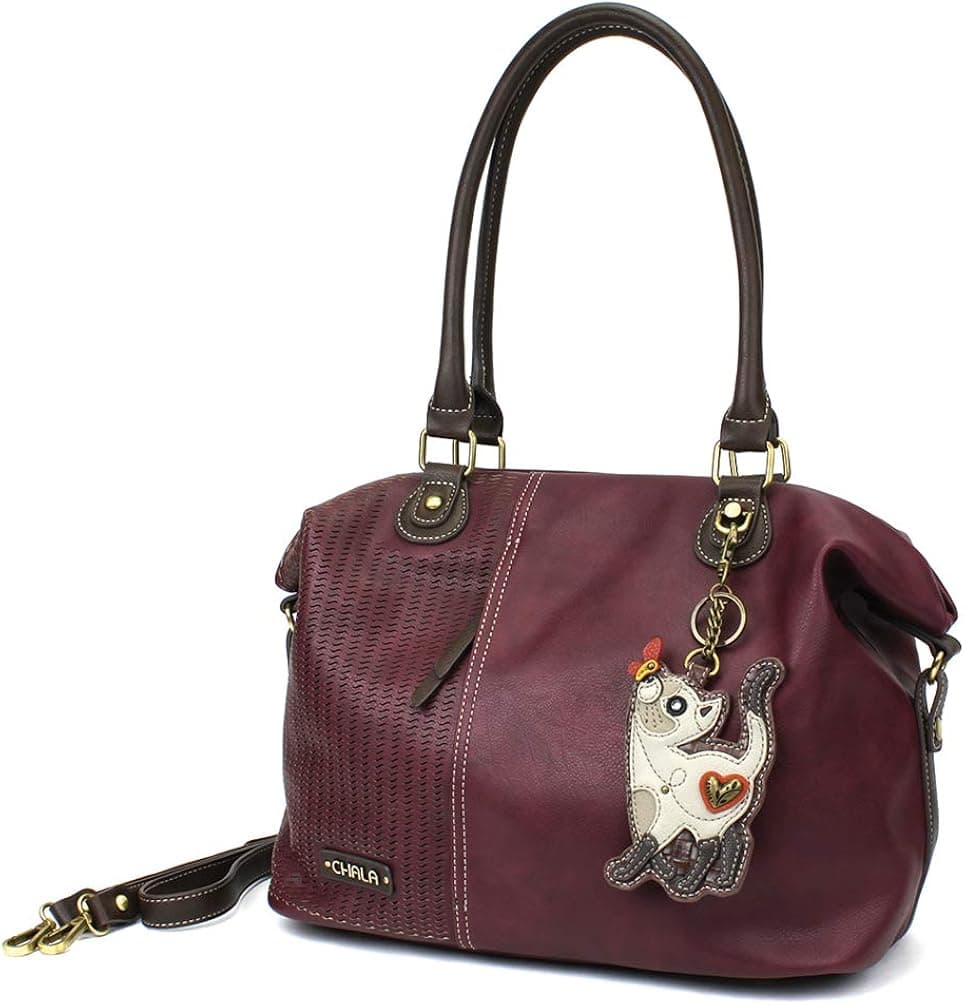 CHALA Laser Cut Crossbody Shoulder bag Tote Bag Faux Leather Plum