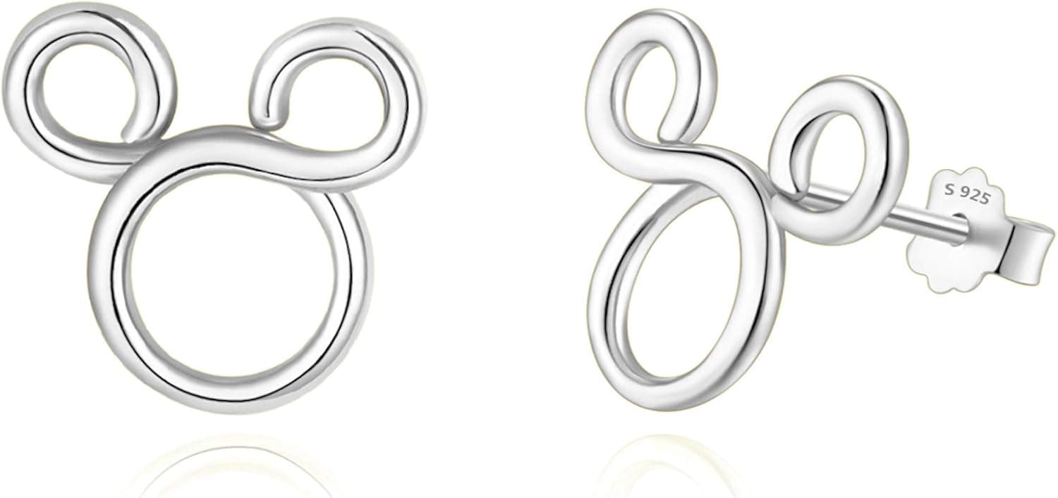 AONED Mouse Stud Earrings S925 Sterling Silver for Women Hypoallergenic Cute Minnie Mouse Earrings Jewelry Gifts