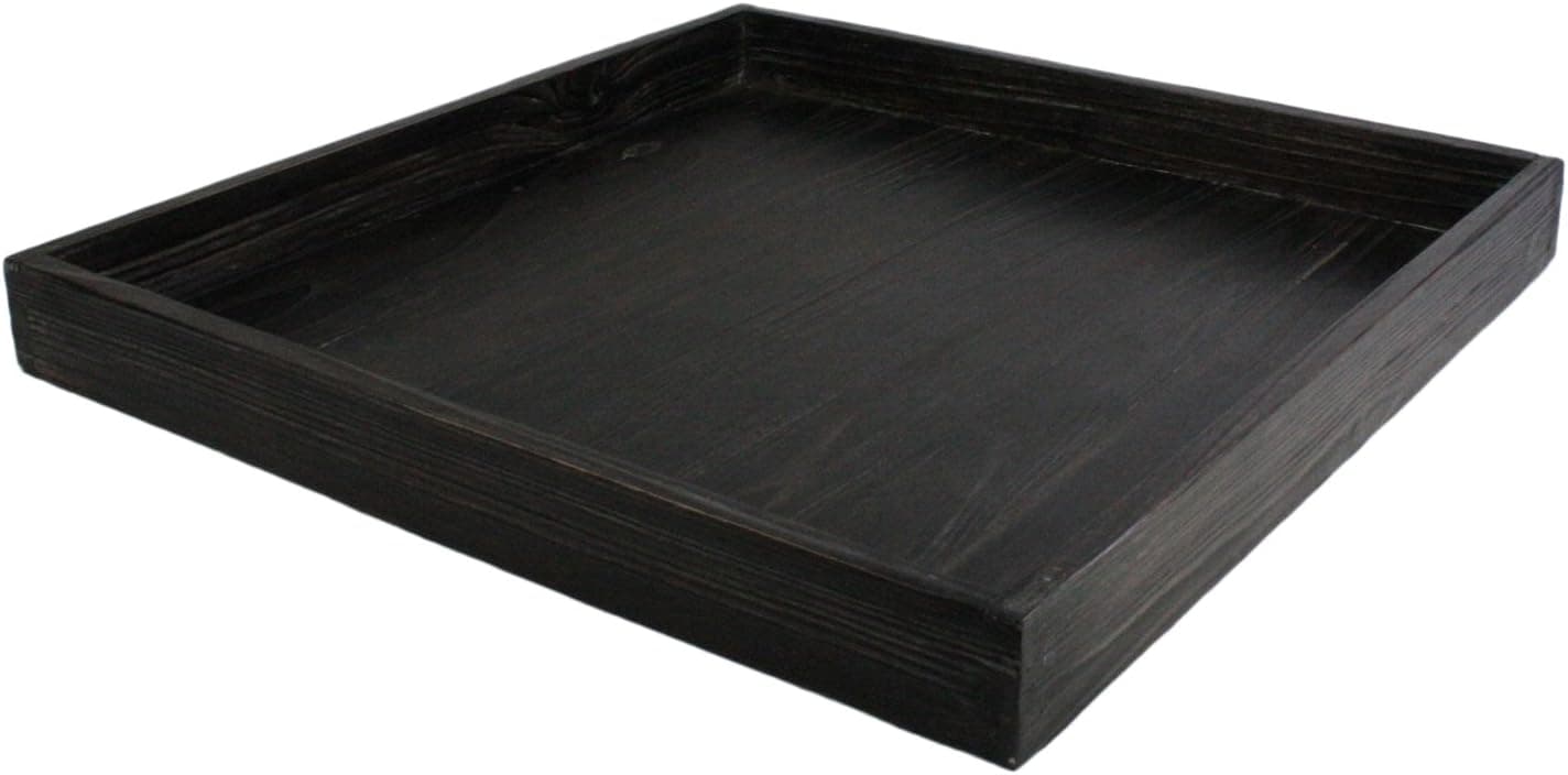Set of 2 Elm Wood Distressed Serving Trays, Square