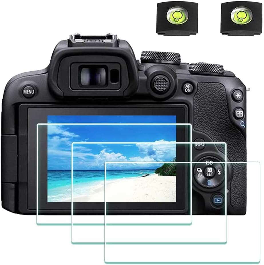 Screen Protector for Canon EOS R10 Camera & Hot Shoe Cover [2+3Pack], ULBTER 0.3mm 9H Hardness EOSR10 Tempered Glass Flim Anti-Scrach Anti-Fingerprint Anti-Bubble Anti-Water