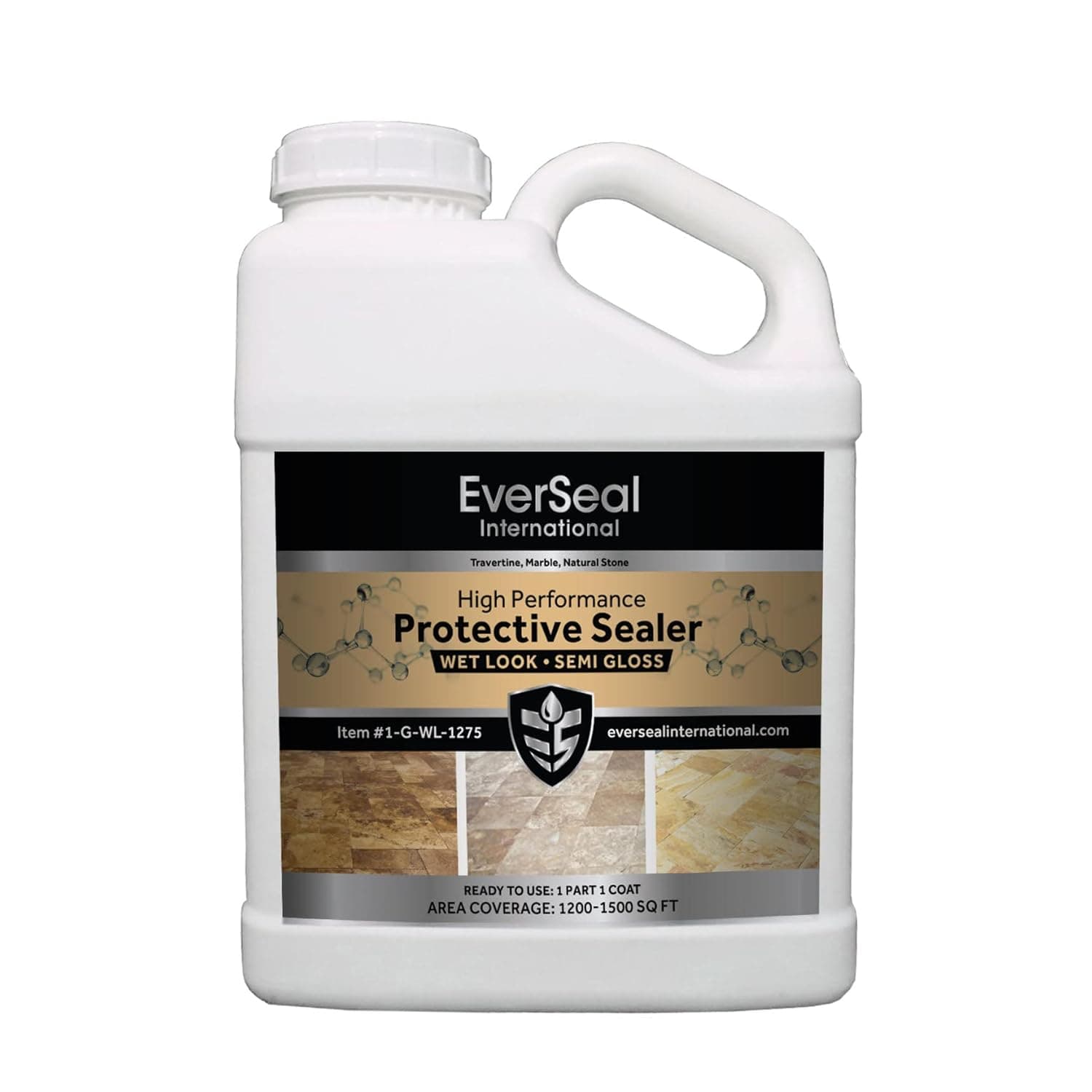EverSeal Ready to Use 1-GAL Wet Look Travertine Marble & Natural Stone Protective Sealer | Penetrating Semi Gloss | Water Based Non-Toxic | Water Resistant | Made in USA
