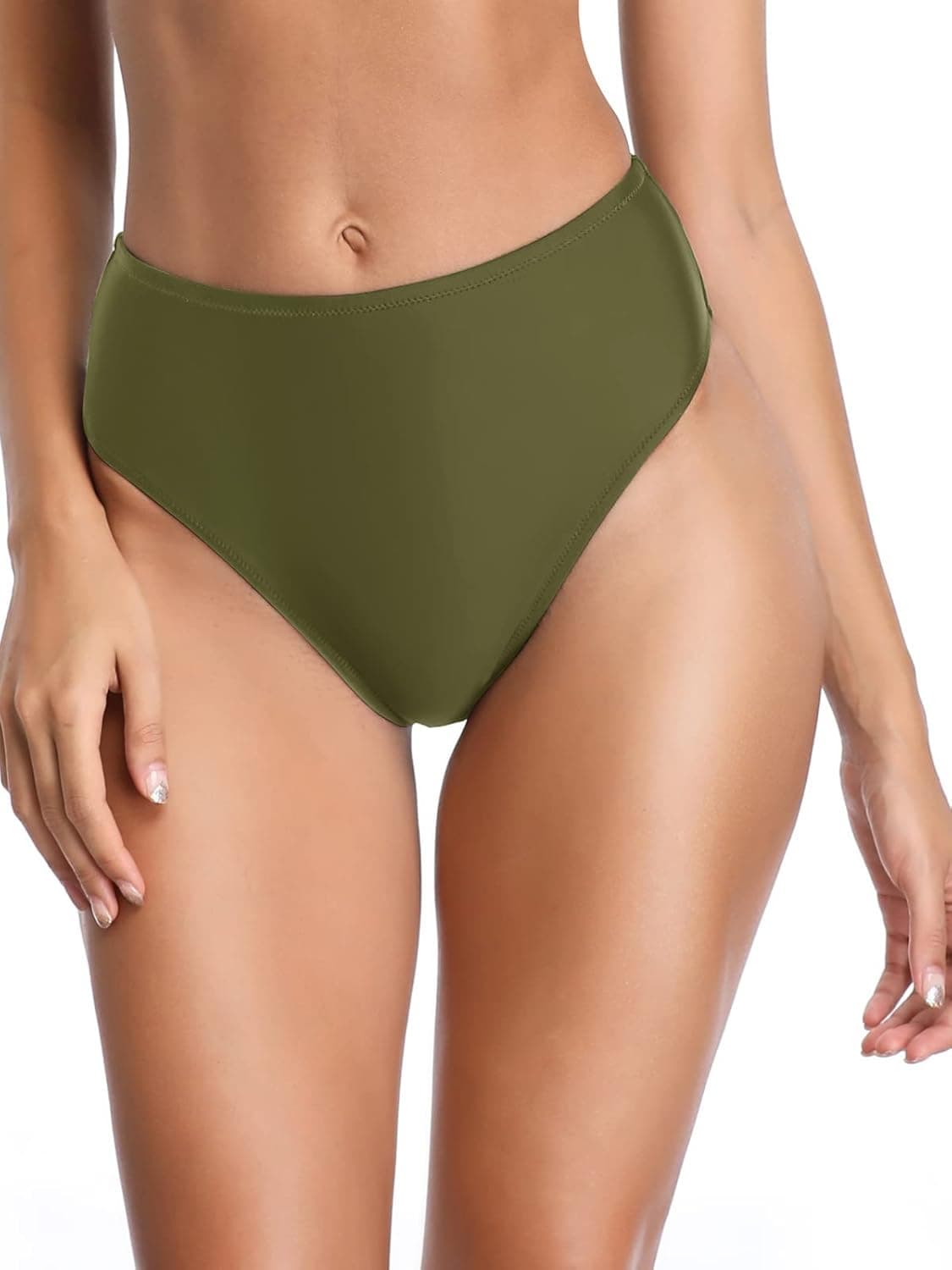 RELLECIGA Women's High Cut High Waisted Bikini Bottom