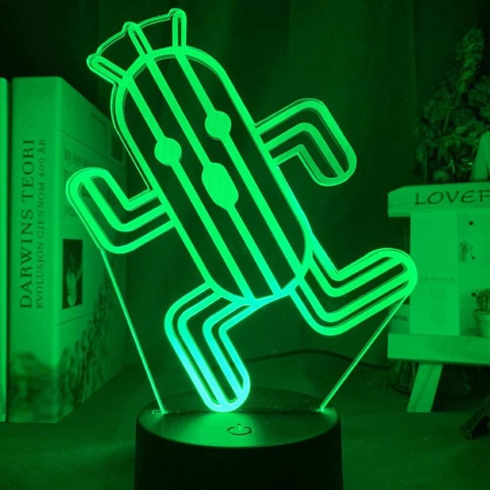 LED 3D Illusion Lamp Sleep Night Light Touch Cactuar Night Light Led Sensor Color Changing Nightlight for Kids Bedroom Decor Lamp Unique Gift for Gamers HCSM HOICHAN