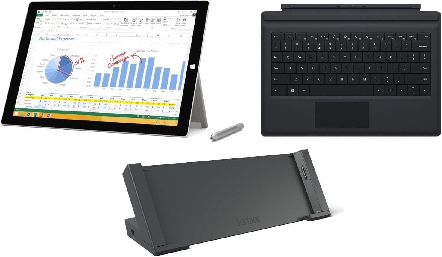 Microsoft Surface Pro 3 (Type Cover and Surface Dock Bundle, 128 GB Intel Core i5)