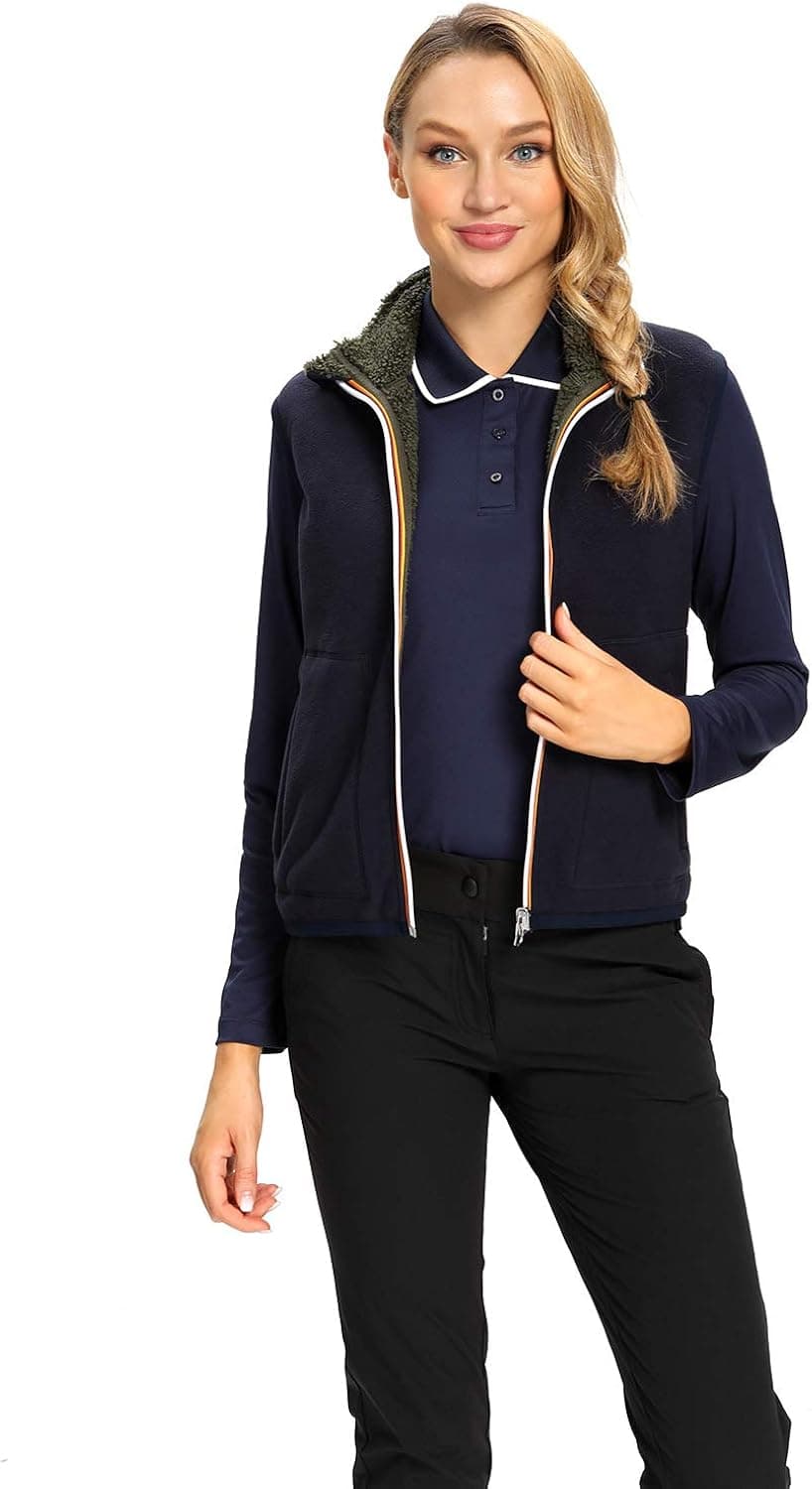 Hiverlay Women's Reversible Fleece Polar Vest Sleeveless Zip up Jacket Coat Warm with Pockets