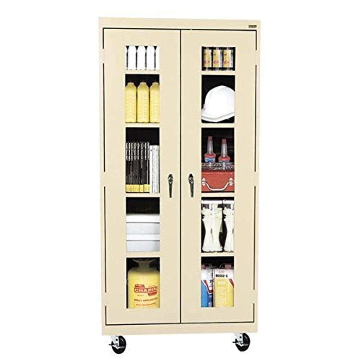 Sandusky Lee TA4V462472-07 Elite Series Transport Mobile Clear View Storage Cabinet, Putty