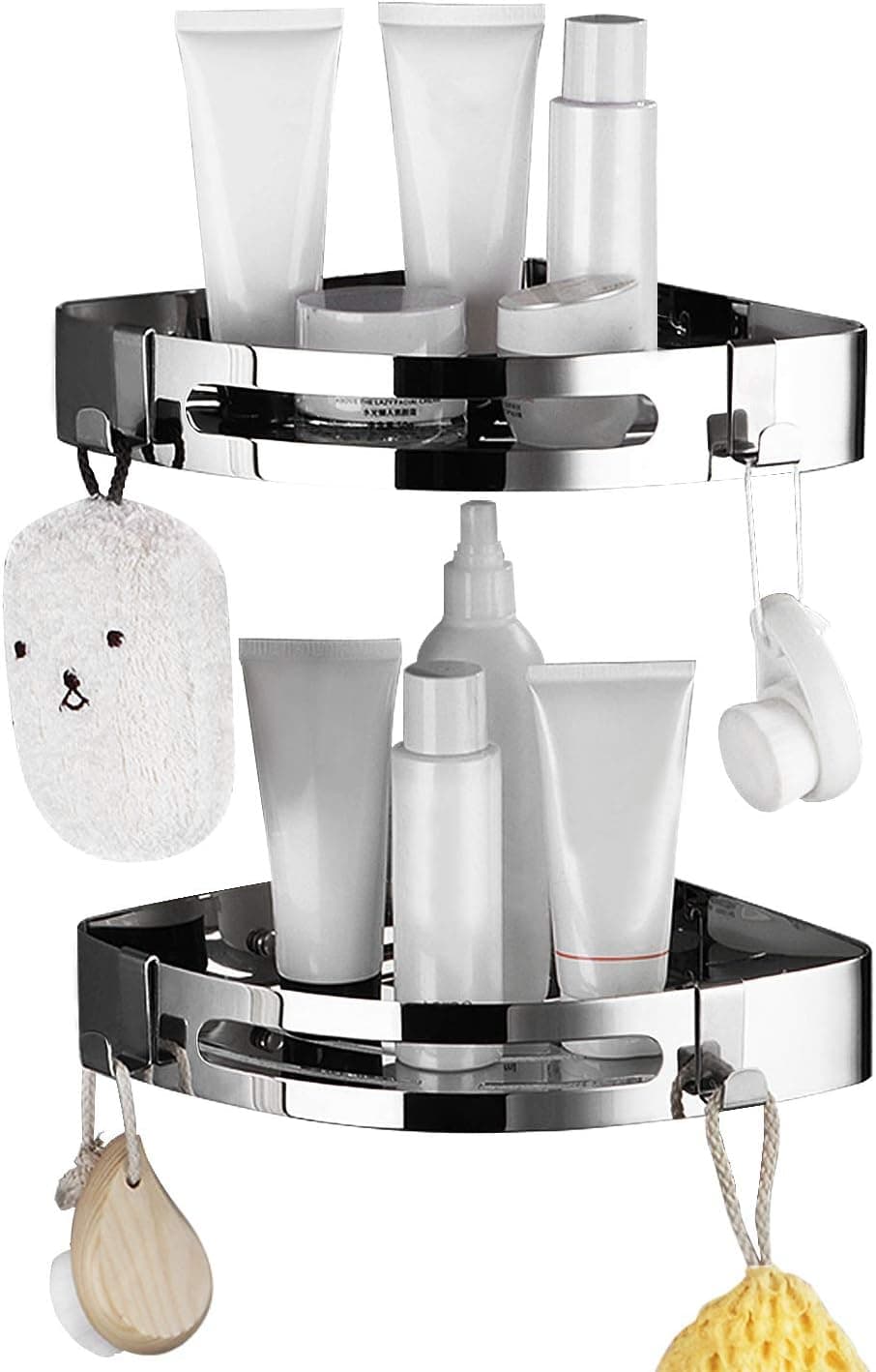 BKEJOY 2 Pack Corner Shower Caddy Shower Shelf SUS304 Stainless Steel Storage Rack with Rustproof and Waterproof, Shower Corner Shelves for Bathroom, Kitchen, Washroom