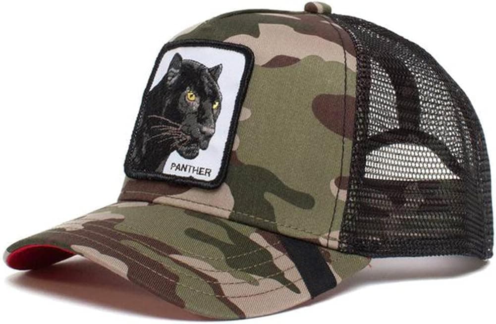 Animal Trucker Hat, Panther Hat Breathable Baseball Hat Adjustable Trucker Hat Men, Fishing Hats for Travel Fitness (Panther)