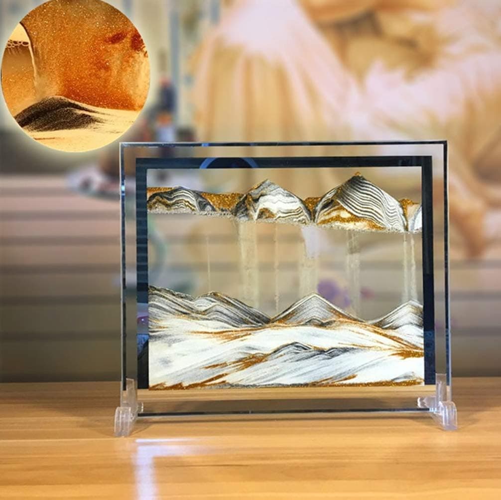 Yuanlar Moving Sand Art Picture Sandscapes Desktop Art Toys Christmas Birthday Children Gifts (Gold)