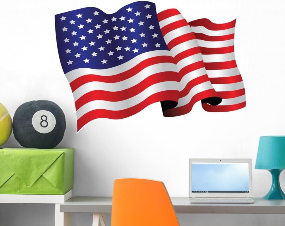 Wallmonkeys FOT-28538989-36 WM46404 American Flag Peel and Stick Wall Decals (36 in W x 26 in H), Large