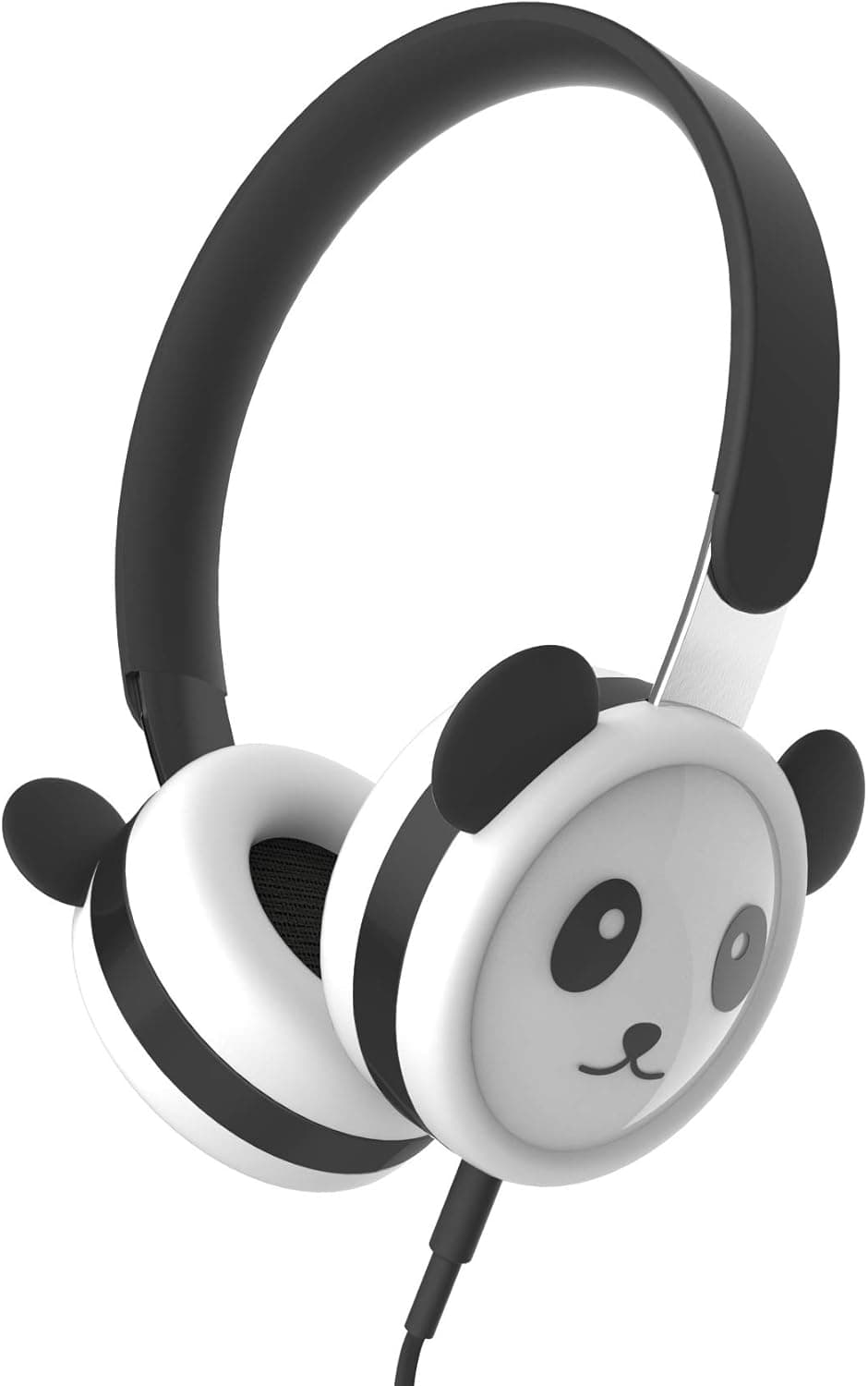 EINSKEY Kids Headphones with Panda Bear, Stainless Steel Adjustable Headband, Food-Grade Silicone Skin, Volume Limited Wired On-Ear Headset for Children Boys & Girls
