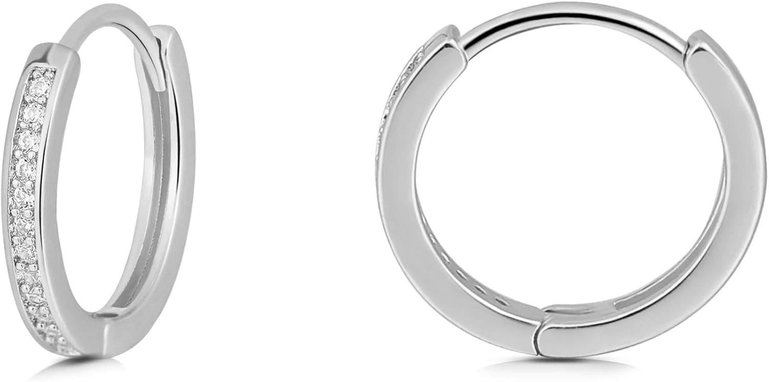Gacimy Small Gold Huggie Hoop Earrings for Women, 14K Gold Plated Tiny CZ Cartilage Earrings for Women Men Girls
