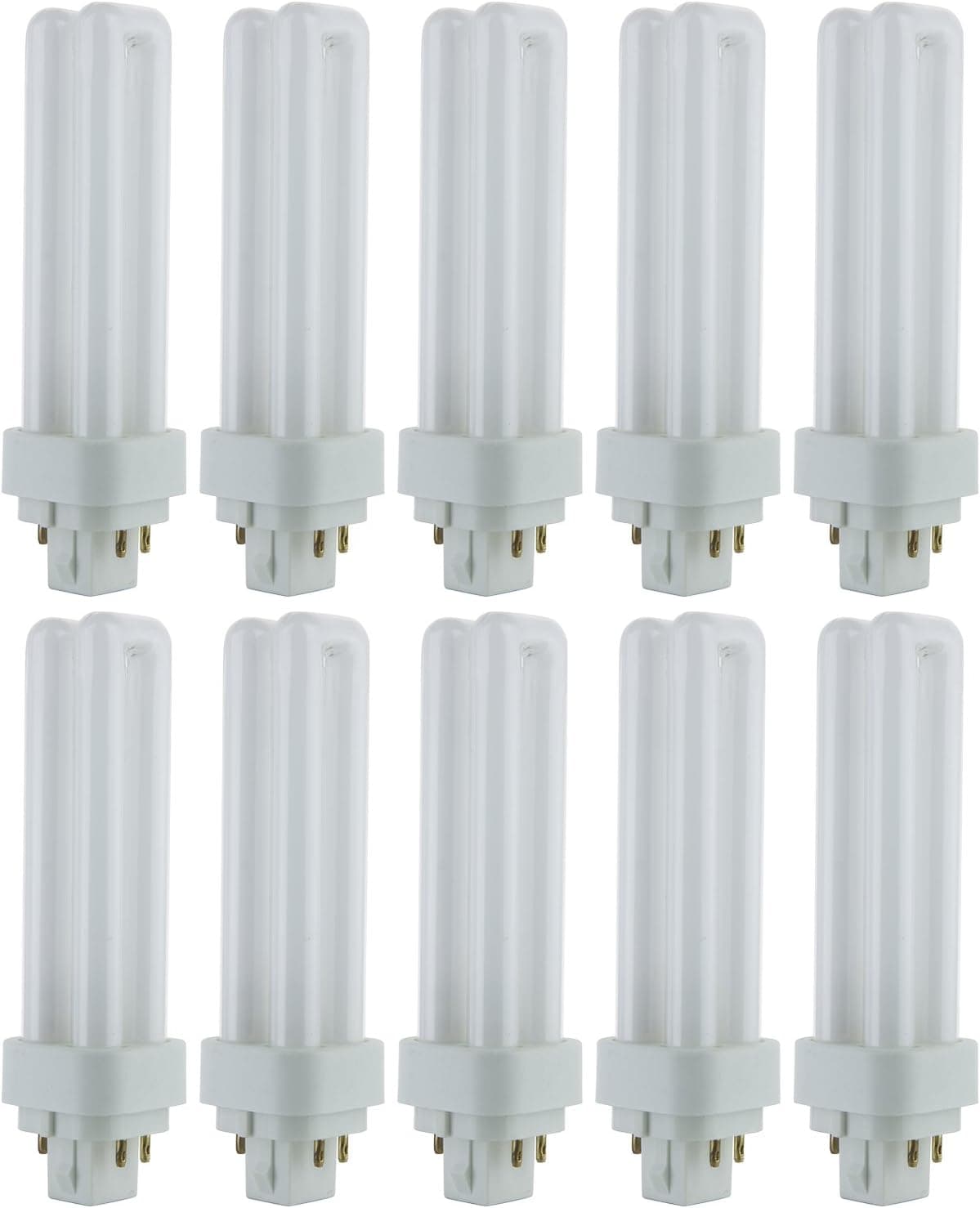 Sunlite PLD13/E/SP41K/10PK 4100K Cool White Fluorescent 13W PLD Double U-Shaped Twin Tube CFL Bulbs with 4-Pin G24Q-1 Base (10 Pack)