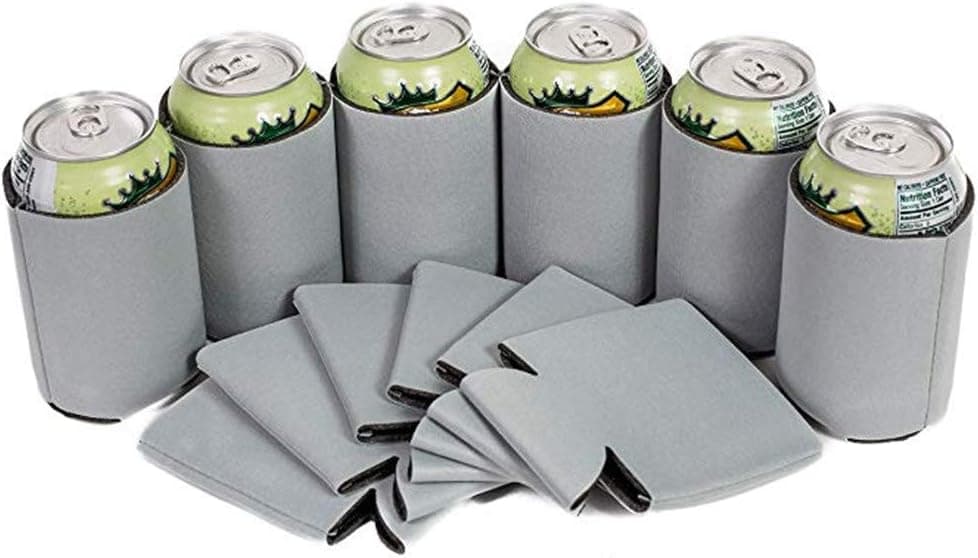 LUCKIPLUS Black Beer Can Coolers Neoprene Can Sleeves Collapsible Insulated Coolers Bulk 12 Packs, 25 Packs (25, Grey)