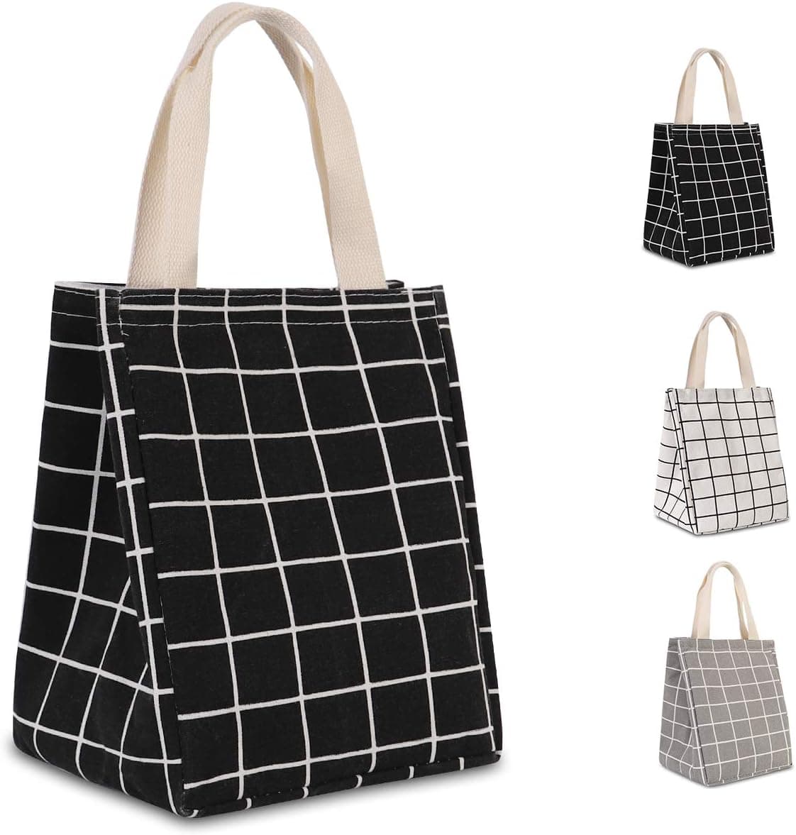 HOMESPON Reusable Lunch Bag Insulated Lunch Box Canvas Fabric with Aluminum Foil, Lunch Tote Handbag for Women,Men,Office