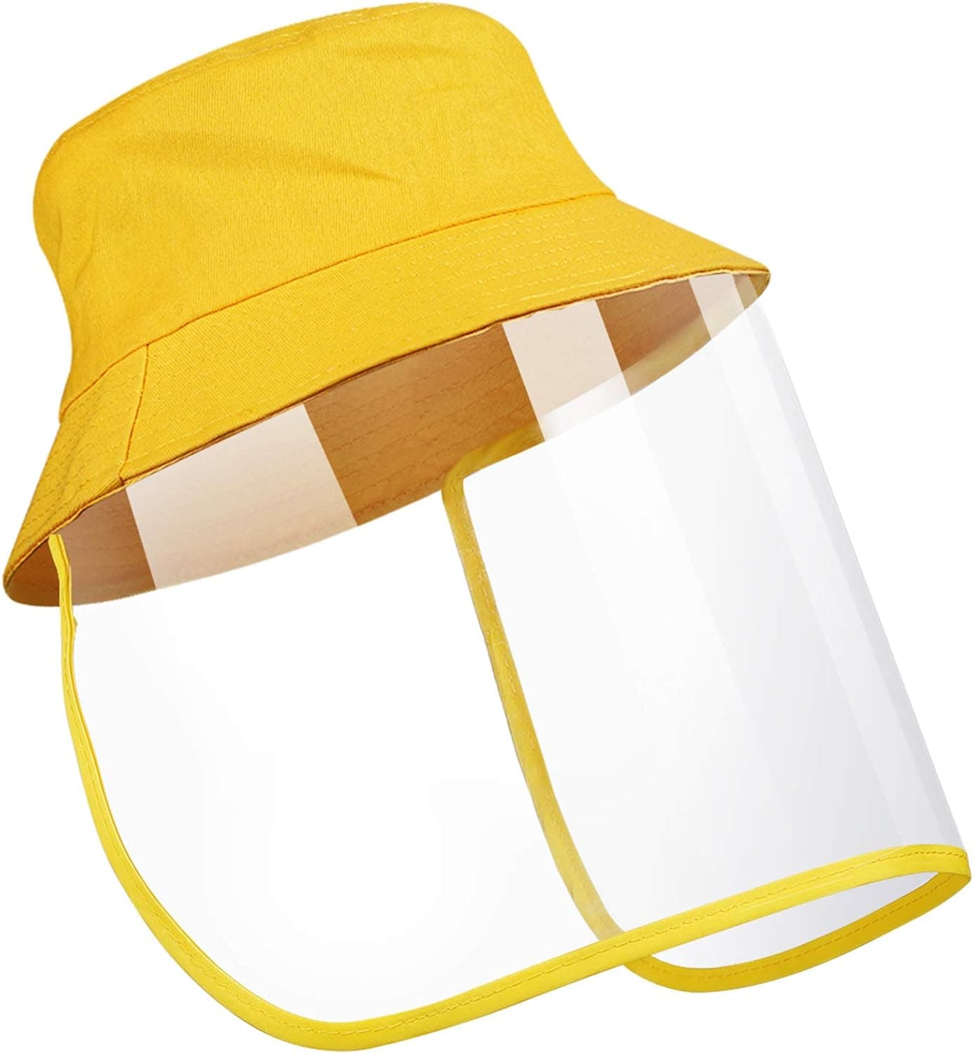 ORIA Bucket Hat with Face Shield, Kids Sun Hat, Fisherman Bucket Hat, Detachable Bucket Sunhat for Boys and Girls Outdoor Activities, Children, Kids, Yellow