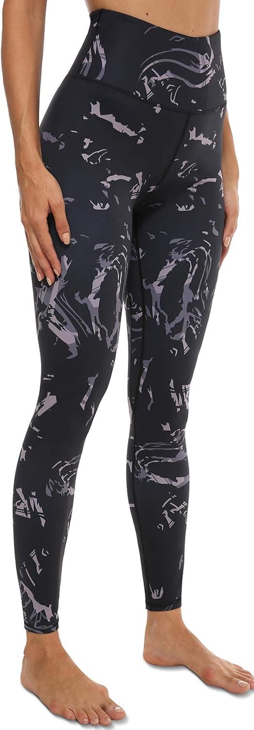 VOEONS Printed Yoga Pants for Women Pattern Exercise Leggings with Pockets High Waisted Tummy Control Athletic Spandex Compression Leggings for Women