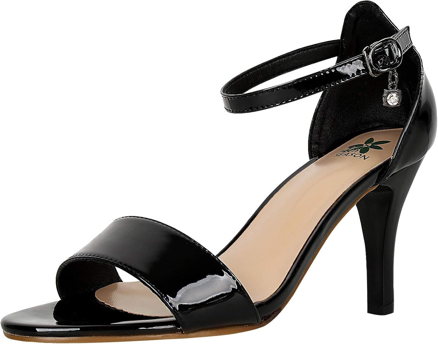 4th SEASON Women's Heel Sandals Open Toe Pump Dress Strappy Heels Black US Size 9