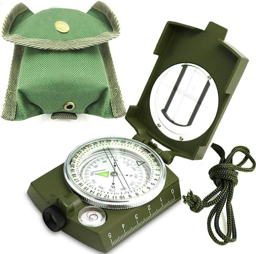 Walume Survival Military Lensatic Sighting Compass with Waterproof Shakeproof Emergency Luminous Sighting