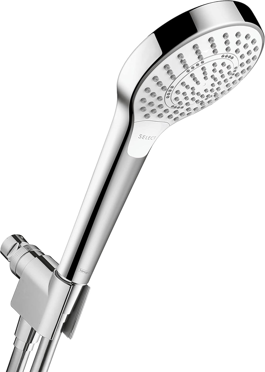 hansgrohe Croma Select S Easy Install 4-inch Handheld Shower Head Set Modern 3 Spray SoftRain, IntenseRain, Pulsating Massage Easy Clean with QuickClean with Hose in Chrome, 2 GPM, 04569000