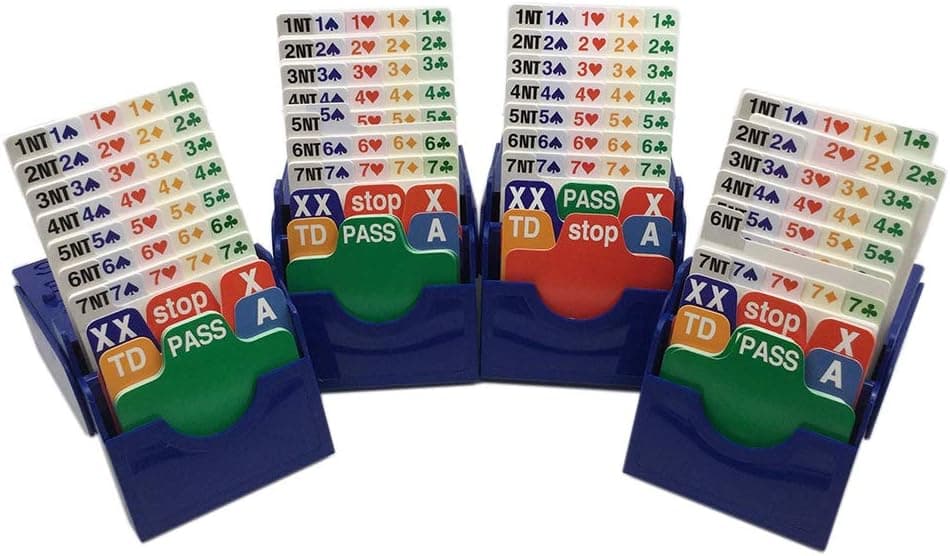 Set of 4 Blue Plastic Bridge Bidding Boxes with Scoring Cards Card Games Bid Device