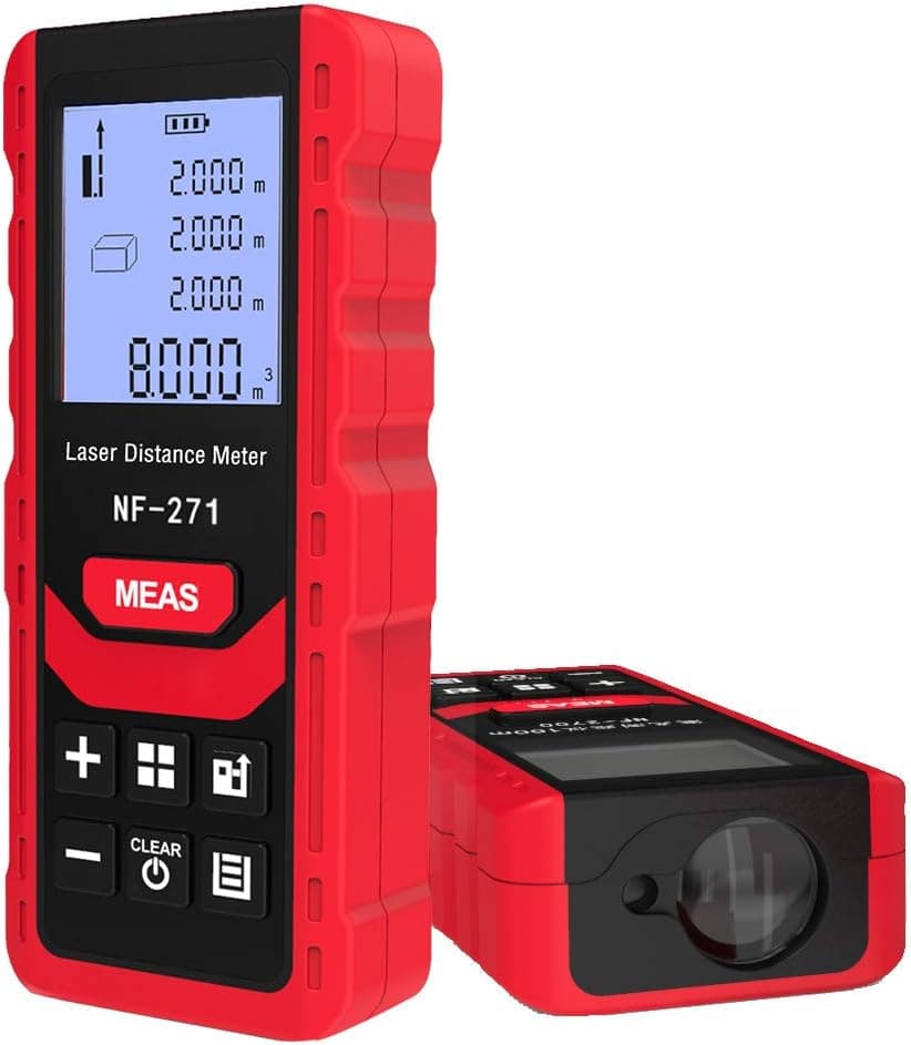 Laser Distance Meter 50M/165ft, NOYAFA Silent Laser Range Finder, M/in/Ft Unit Switching, Backlit LCD Display, Measure Distance, Pythagorean, Area and Volume
