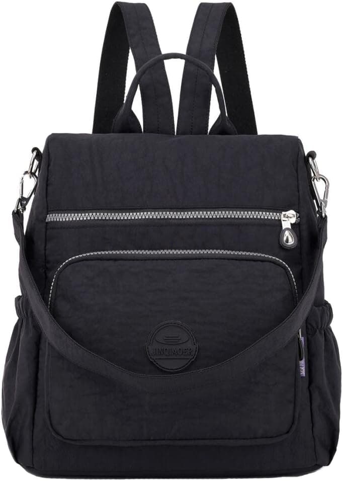 Women Backpack Purse Nylon Anti-theft Rucksack Fashion Casual Lightweight Travel School Shoulder Bag (Black A)