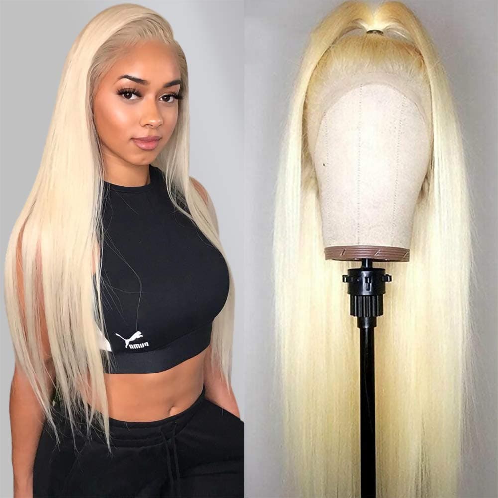 613 Blonde Lace Front Wig Human Hair 10a 13x4 Lace Front Wig Straight Human Hair with Baby Hair 150% Density lace front wigs human hair (20inch, blonde 13x4 straight)