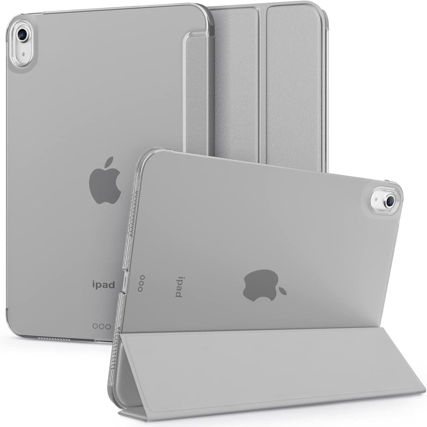 Bokeer for iPad 10th Generation Case 2022, Matte Frosted Shockproof Back [Anti-Fingerprint,Anti-Scratch,Support Touch ID,Auto Sleep/Wake,Camera Protection] for 10.9 Inch iPad-Gray