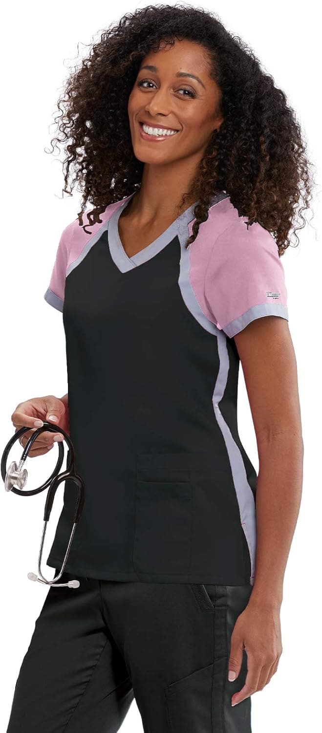Grey's Anatomy Active 41435 Women's Color Block V-Neck Top