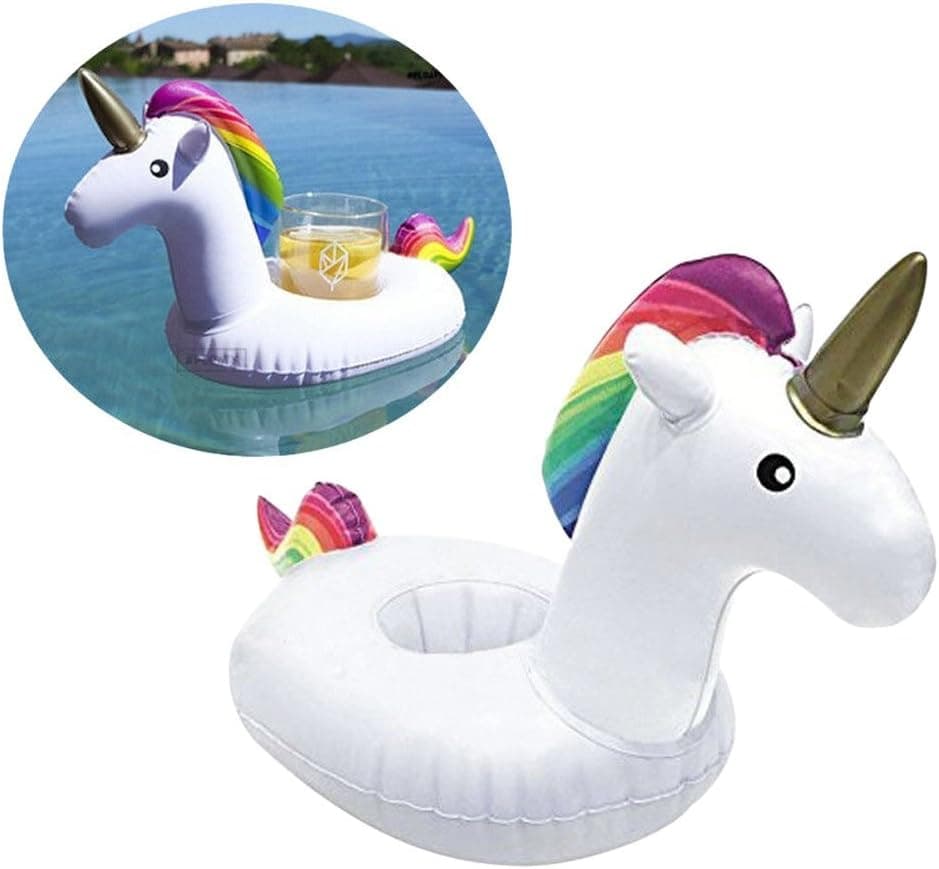 BORUD Inflatable Drink Holder, Unicorn Float Cup Holder + Flamingos Floating Beverage Boats + Yellow Duck Inflatable Cup Holder Stylish Beverage Floats for Swimming Pool Party Water Fun – Pack of 3