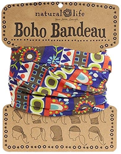 Natural Life Boho Bandeau Band, Royal Blue/Lime/Red